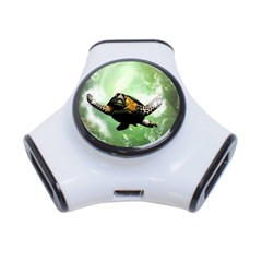 Beautiful Seaturtle With Bubbles 3-port Usb Hub by FantasyWorld7