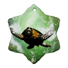 Beautiful Seaturtle With Bubbles Ornament (snowflake) 