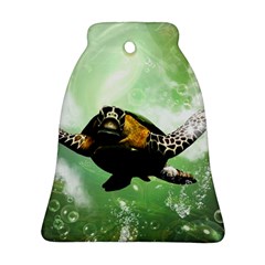 Beautiful Seaturtle With Bubbles Bell Ornament (2 Sides)