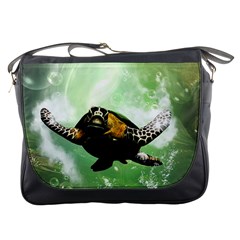 Beautiful Seaturtle With Bubbles Messenger Bags by FantasyWorld7