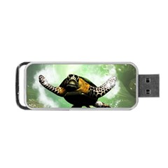 Beautiful Seaturtle With Bubbles Portable Usb Flash (one Side) by FantasyWorld7