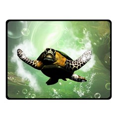 Beautiful Seaturtle With Bubbles Double Sided Fleece Blanket (small)  by FantasyWorld7