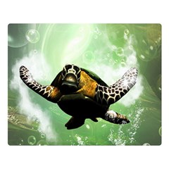 Beautiful Seaturtle With Bubbles Double Sided Flano Blanket (large)  by FantasyWorld7