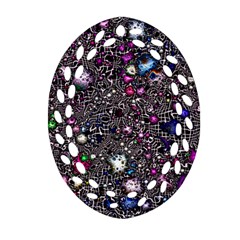 Sci Fi Fantasy Cosmos Pink Oval Filigree Ornament (2-side) 