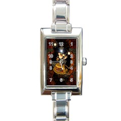 Steampunk, Funny Monkey With Clocks And Gears Rectangle Italian Charm Watches by FantasyWorld7