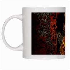 Steampunk, Funny Monkey With Clocks And Gears White Mugs by FantasyWorld7