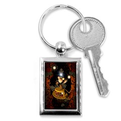 Steampunk, Funny Monkey With Clocks And Gears Key Chains (rectangle)  by FantasyWorld7