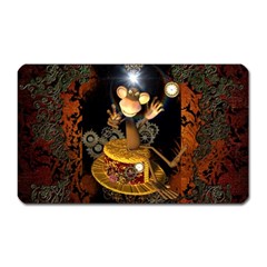 Steampunk, Funny Monkey With Clocks And Gears Magnet (rectangular) by FantasyWorld7