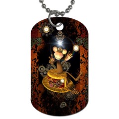 Steampunk, Funny Monkey With Clocks And Gears Dog Tag (one Side) by FantasyWorld7