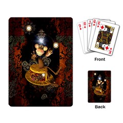 Steampunk, Funny Monkey With Clocks And Gears Playing Card by FantasyWorld7