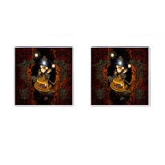 Steampunk, Funny Monkey With Clocks And Gears Cufflinks (square) by FantasyWorld7