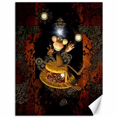 Steampunk, Funny Monkey With Clocks And Gears Canvas 12  X 16   by FantasyWorld7