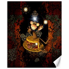 Steampunk, Funny Monkey With Clocks And Gears Canvas 16  X 20   by FantasyWorld7