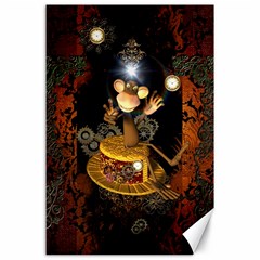 Steampunk, Funny Monkey With Clocks And Gears Canvas 24  X 36  by FantasyWorld7