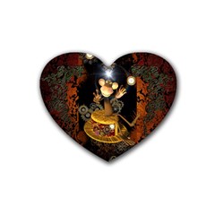 Steampunk, Funny Monkey With Clocks And Gears Heart Coaster (4 Pack)  by FantasyWorld7