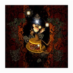 Steampunk, Funny Monkey With Clocks And Gears Medium Glasses Cloth (2-side) by FantasyWorld7