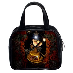 Steampunk, Funny Monkey With Clocks And Gears Classic Handbags (2 Sides) by FantasyWorld7