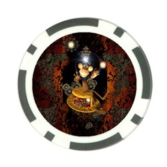 Steampunk, Funny Monkey With Clocks And Gears Poker Chip Card Guards (10 Pack)  by FantasyWorld7