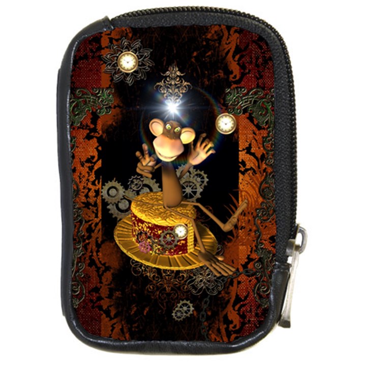 Steampunk, Funny Monkey With Clocks And Gears Compact Camera Cases