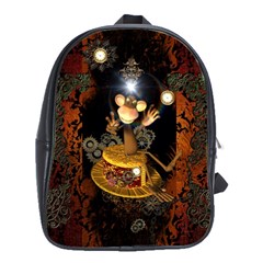 Steampunk, Funny Monkey With Clocks And Gears School Bags(large)  by FantasyWorld7