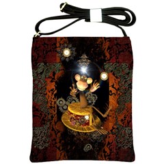 Steampunk, Funny Monkey With Clocks And Gears Shoulder Sling Bags by FantasyWorld7