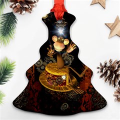 Steampunk, Funny Monkey With Clocks And Gears Ornament (christmas Tree) by FantasyWorld7