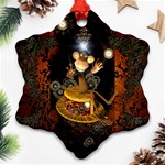 Steampunk, Funny Monkey With Clocks And Gears Snowflake Ornament (2-Side) Front