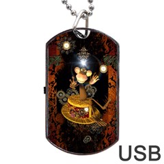 Steampunk, Funny Monkey With Clocks And Gears Dog Tag Usb Flash (one Side) by FantasyWorld7