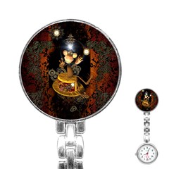 Steampunk, Funny Monkey With Clocks And Gears Stainless Steel Nurses Watches by FantasyWorld7