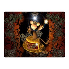 Steampunk, Funny Monkey With Clocks And Gears Double Sided Flano Blanket (mini)  by FantasyWorld7