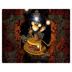 Steampunk, Funny Monkey With Clocks And Gears Double Sided Flano Blanket (medium)  by FantasyWorld7