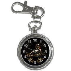 Wonderful Swan In Gold And Black With Floral Elements Key Chain Watches by FantasyWorld7