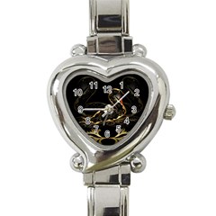 Wonderful Swan In Gold And Black With Floral Elements Heart Italian Charm Watch by FantasyWorld7