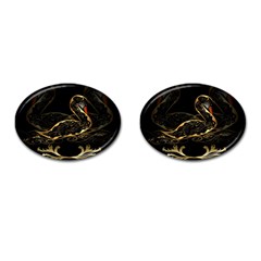 Wonderful Swan In Gold And Black With Floral Elements Cufflinks (oval) by FantasyWorld7