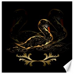 Wonderful Swan In Gold And Black With Floral Elements Canvas 20  X 20   by FantasyWorld7