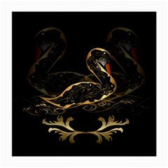 Wonderful Swan In Gold And Black With Floral Elements Medium Glasses Cloth