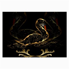 Wonderful Swan In Gold And Black With Floral Elements Large Glasses Cloth by FantasyWorld7