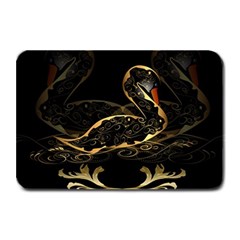 Wonderful Swan In Gold And Black With Floral Elements Plate Mats by FantasyWorld7