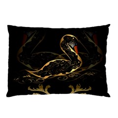 Wonderful Swan In Gold And Black With Floral Elements Pillow Cases by FantasyWorld7