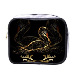 Wonderful Swan In Gold And Black With Floral Elements Mini Toiletries Bags by FantasyWorld7