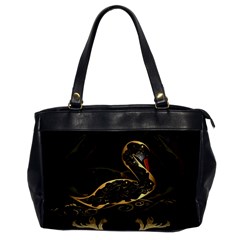 Wonderful Swan In Gold And Black With Floral Elements Office Handbags by FantasyWorld7