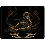 Wonderful Swan In Gold And Black With Floral Elements Fleece Blanket (Large)  80 x60  Blanket Front