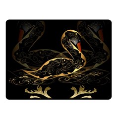 Wonderful Swan In Gold And Black With Floral Elements Fleece Blanket (small) by FantasyWorld7