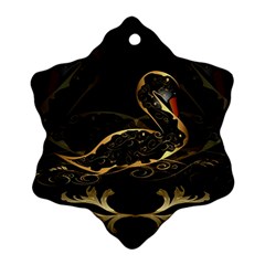 Wonderful Swan In Gold And Black With Floral Elements Ornament (snowflake)  by FantasyWorld7