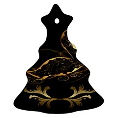 Wonderful Swan In Gold And Black With Floral Elements Ornament (christmas Tree) by FantasyWorld7