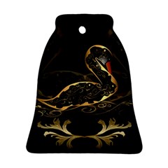 Wonderful Swan In Gold And Black With Floral Elements Ornament (bell)  by FantasyWorld7