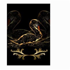 Wonderful Swan In Gold And Black With Floral Elements Large Garden Flag (two Sides) by FantasyWorld7