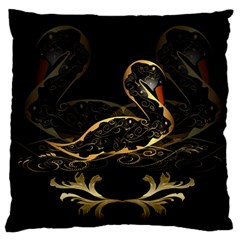 Wonderful Swan In Gold And Black With Floral Elements Large Cushion Cases (one Side) 