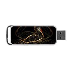 Wonderful Swan In Gold And Black With Floral Elements Portable Usb Flash (one Side)