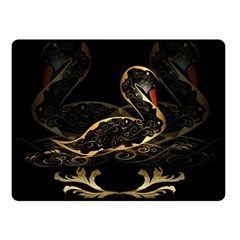 Wonderful Swan In Gold And Black With Floral Elements Double Sided Fleece Blanket (small) 